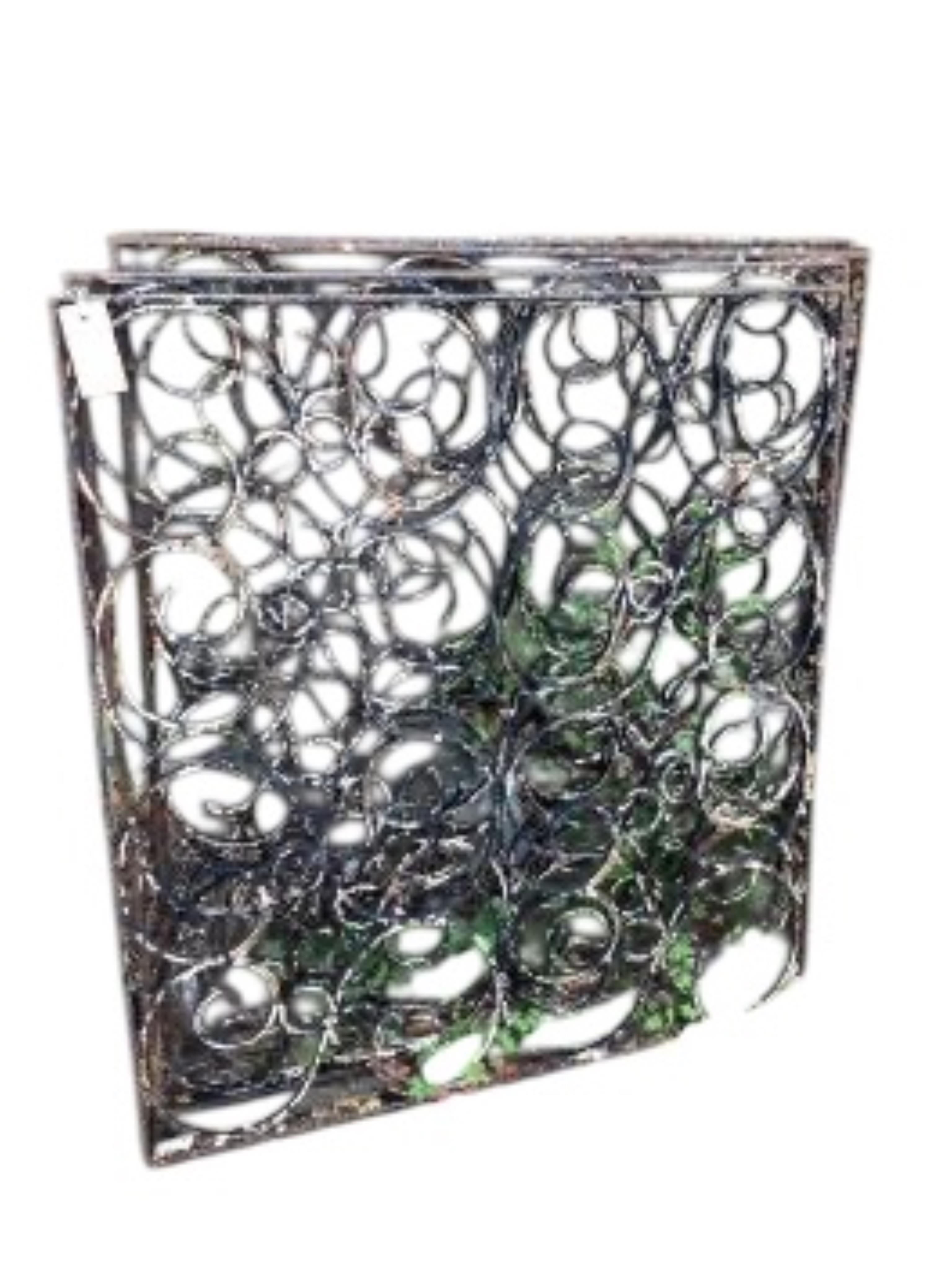 A set of four painted wrought iron rectangular garden panels, width 71cm, height 78cm